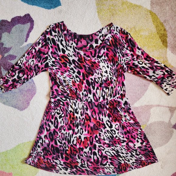 Pink Animal Print Fit and Flare Dress SZ14 - Picture 4 of 6
